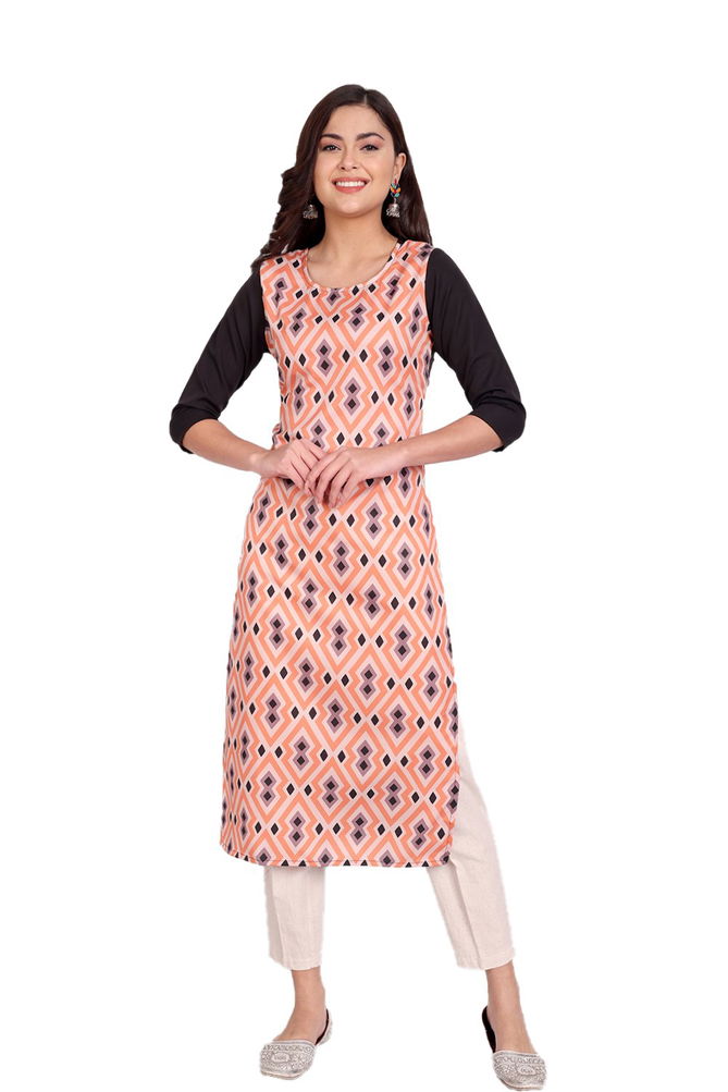 Crape Kurti 3 Regular Wear Crepe Wholesale Printed Kurti 
